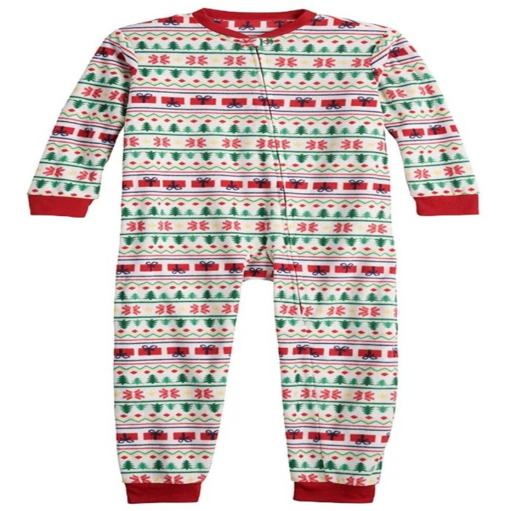 NWT Christmas Holiday Onesy Pajamas Fleece Jammies 7-8